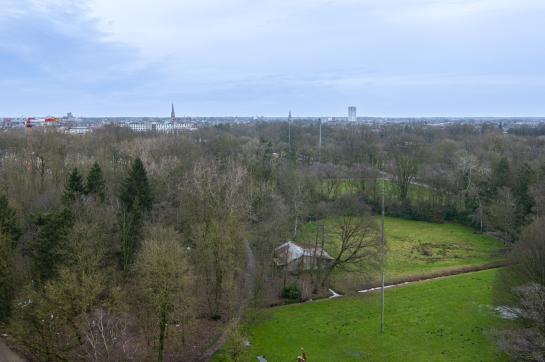 Nieuwe parkappartementen, uitzicht op de stad